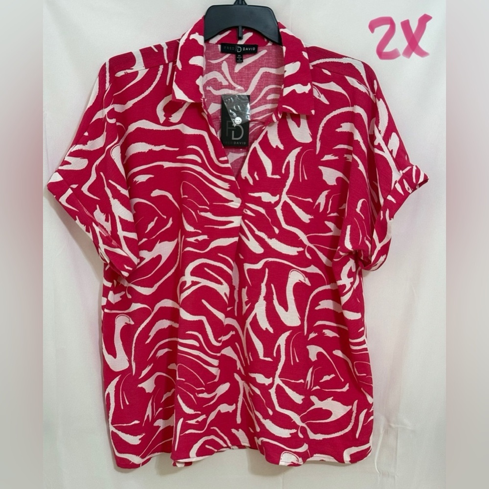 Fred David Pink and White Patterned Blouse
